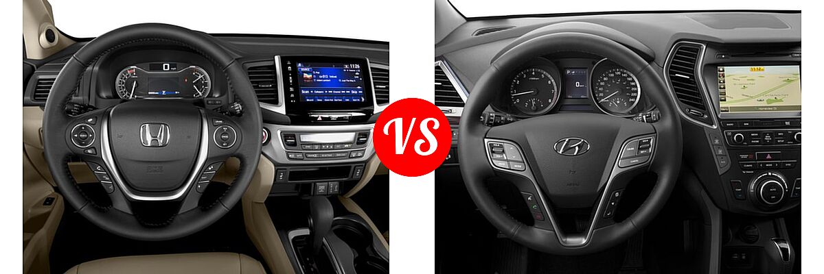 2017 Honda Pilot SUV EX-L vs. 2017 Hyundai Santa Fe SUV SE - Dashboard Comparison