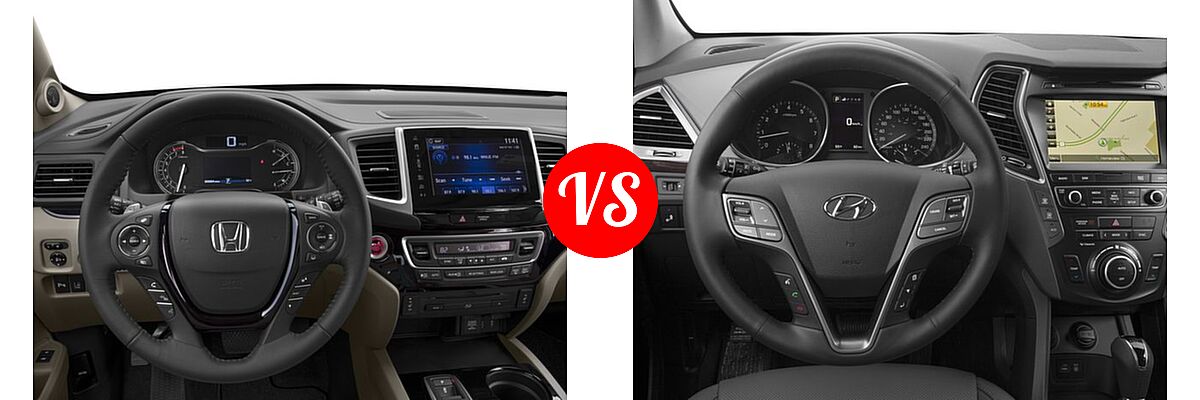 2017 Honda Pilot SUV Touring vs. 2017 Hyundai Santa Fe SUV Limited - Dashboard Comparison