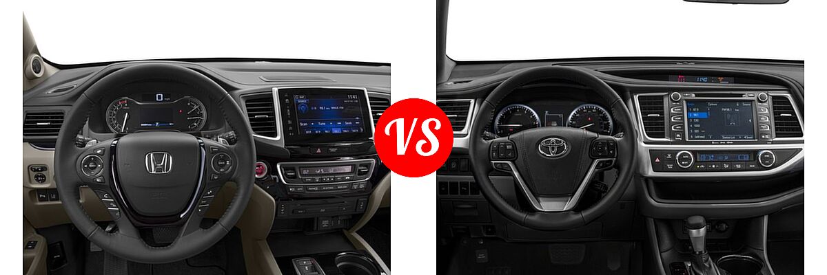 2017 Honda Pilot SUV Touring vs. 2017 Toyota Highlander SUV Limited / Limited Platinum - Dashboard Comparison
