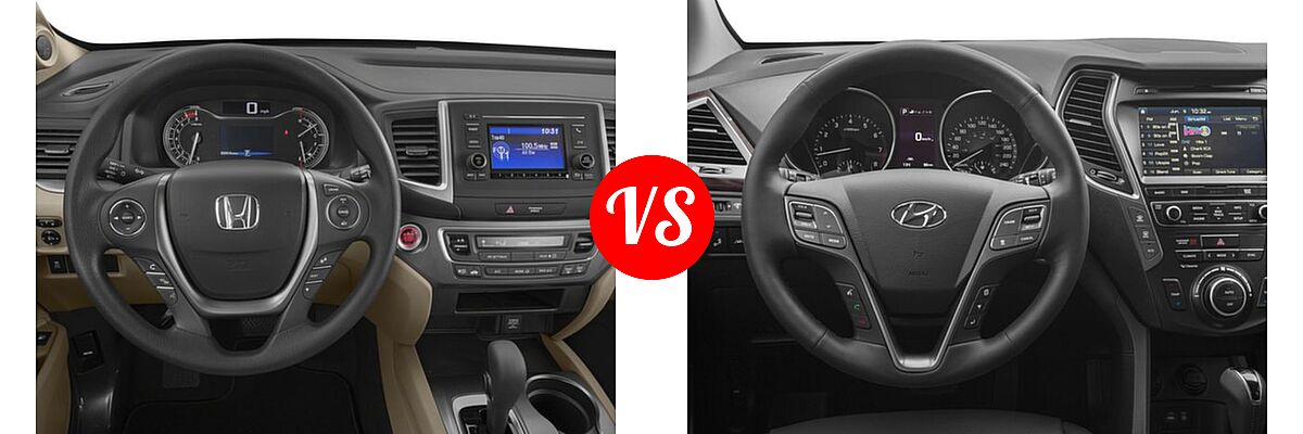 2017 Honda Pilot SUV LX vs. 2017 Hyundai Santa Fe SUV Limited Ultimate - Dashboard Comparison