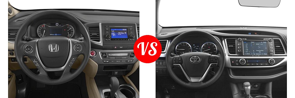 2017 Honda Pilot SUV LX vs. 2017 Toyota Highlander SUV XLE - Dashboard Comparison