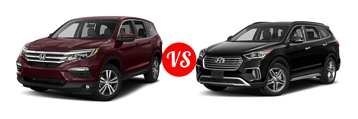 2017 Honda Pilot SUV EX-L vs. 2017 Hyundai Santa Fe SUV Limited - Front Left Comparison