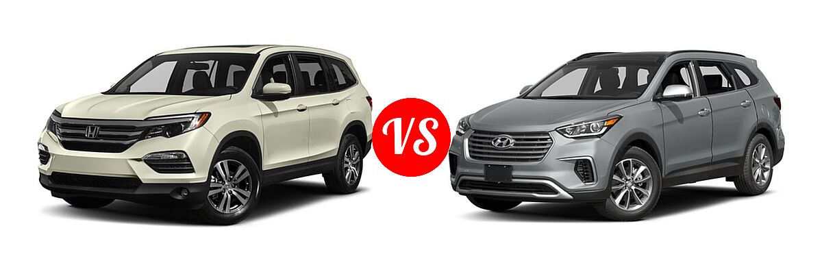 2017 Honda Pilot SUV EX-L vs. 2017 Hyundai Santa Fe SUV SE - Front Left Comparison