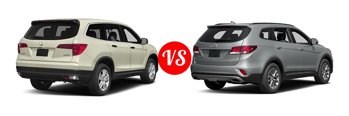 2017 Honda Pilot SUV LX vs. 2017 Hyundai Santa Fe SUV SE - Rear Right Comparison