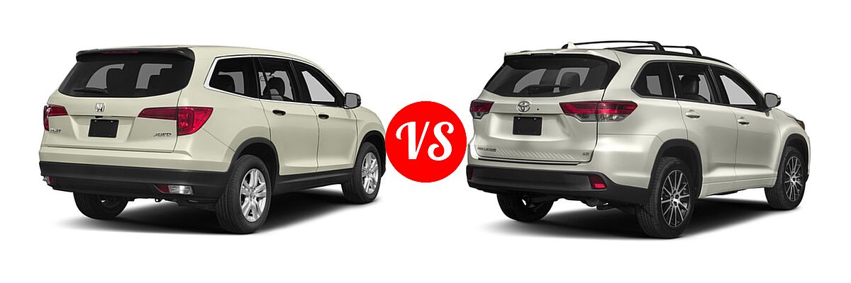 2017 Honda Pilot SUV LX vs. 2017 Toyota Highlander SUV SE - Rear Right Comparison