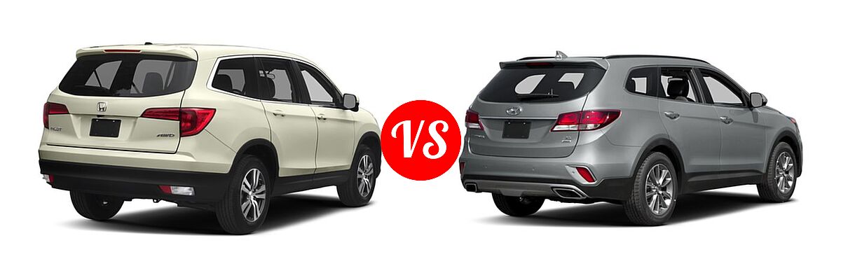 2017 Honda Pilot SUV EX vs. 2017 Hyundai Santa Fe SUV SE - Rear Right Comparison