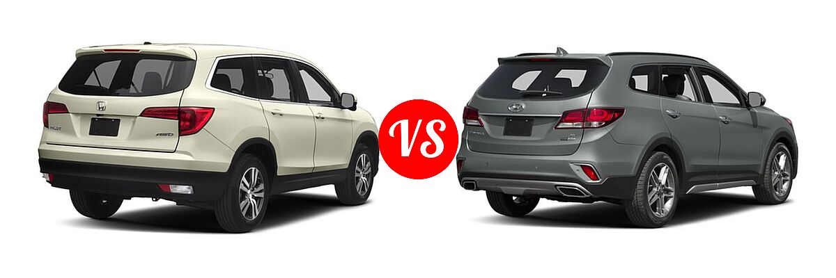 2017 Honda Pilot SUV EX vs. 2017 Hyundai Santa Fe SUV Limited Ultimate - Rear Right Comparison