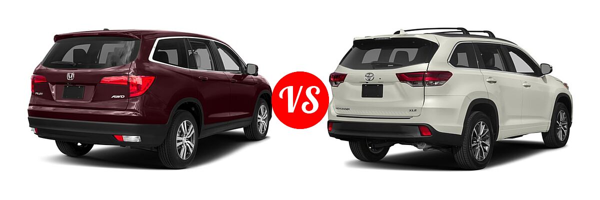 2017 Honda Pilot SUV EX-L vs. 2017 Toyota Highlander SUV XLE - Rear Right Comparison