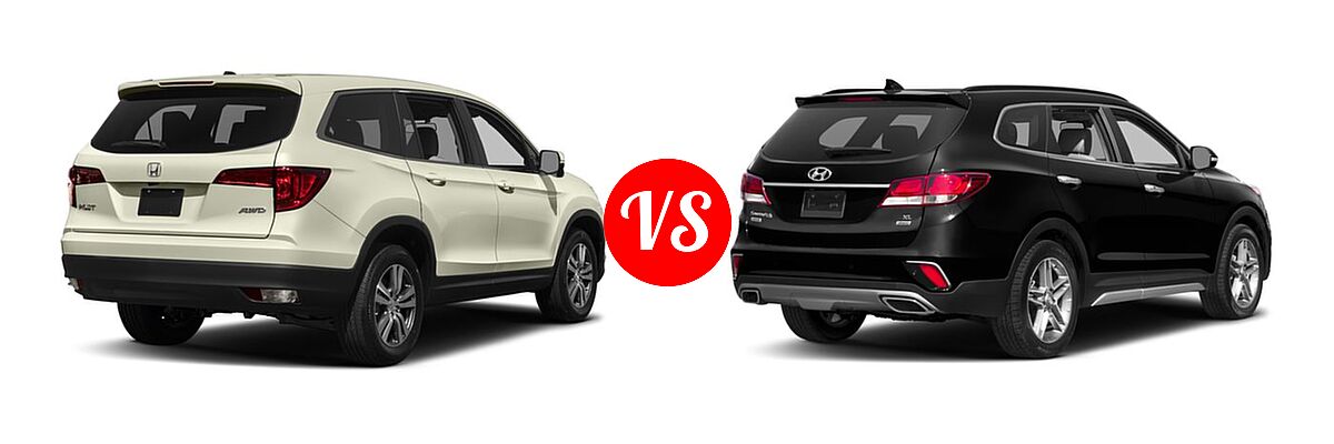 2017 Honda Pilot SUV EX-L vs. 2017 Hyundai Santa Fe SUV Limited - Rear Right Comparison
