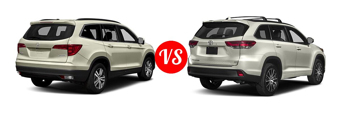 2017 Honda Pilot SUV EX-L vs. 2017 Toyota Highlander SUV SE - Rear Right Comparison