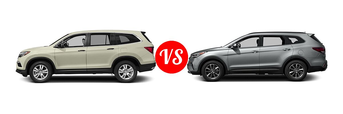 2017 Honda Pilot SUV LX vs. 2017 Hyundai Santa Fe SUV SE - Side Comparison