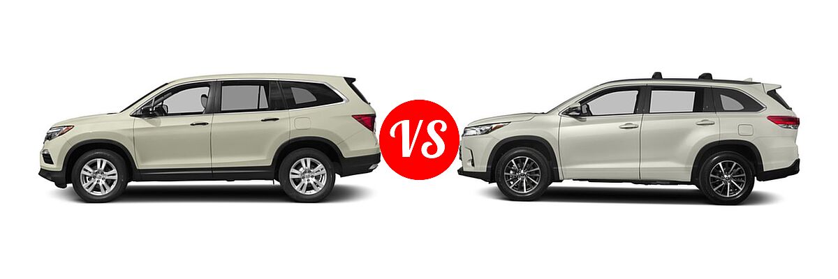 2017 Honda Pilot SUV LX vs. 2017 Toyota Highlander SUV XLE - Side Comparison