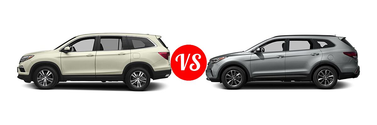 2017 Honda Pilot SUV EX vs. 2017 Hyundai Santa Fe SUV SE - Side Comparison