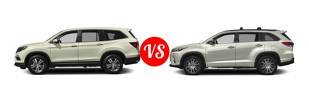 2017 Honda Pilot SUV EX-L vs. 2017 Toyota Highlander SUV SE - Side Comparison