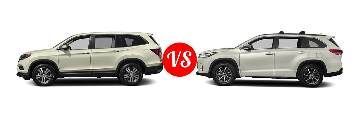 2017 Honda Pilot SUV EX-L vs. 2017 Toyota Highlander SUV XLE - Side Comparison