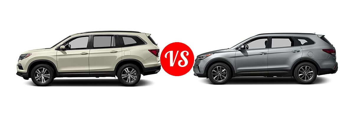 2017 Honda Pilot SUV EX-L vs. 2017 Hyundai Santa Fe SUV SE - Side Comparison