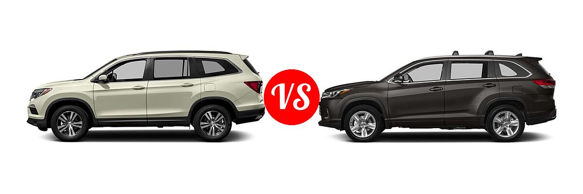 2017 Honda Pilot SUV EX-L vs. 2017 Toyota Highlander SUV Limited / Limited Platinum - Side Comparison