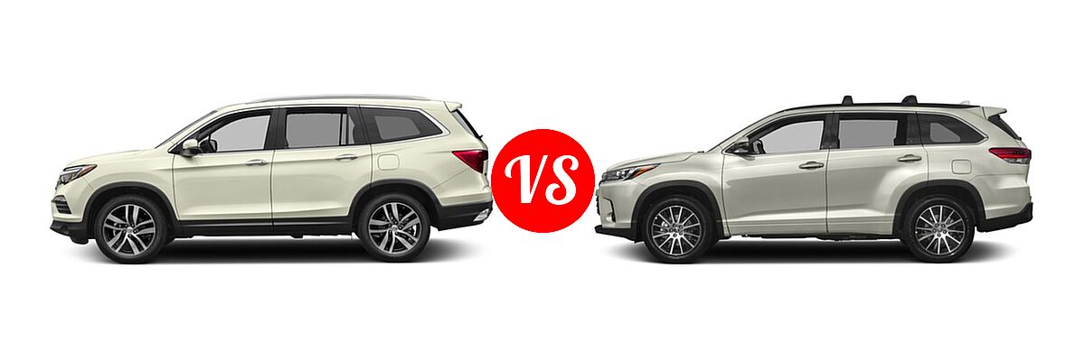 2017 Honda Pilot SUV Touring vs. 2017 Toyota Highlander SUV SE - Side Comparison