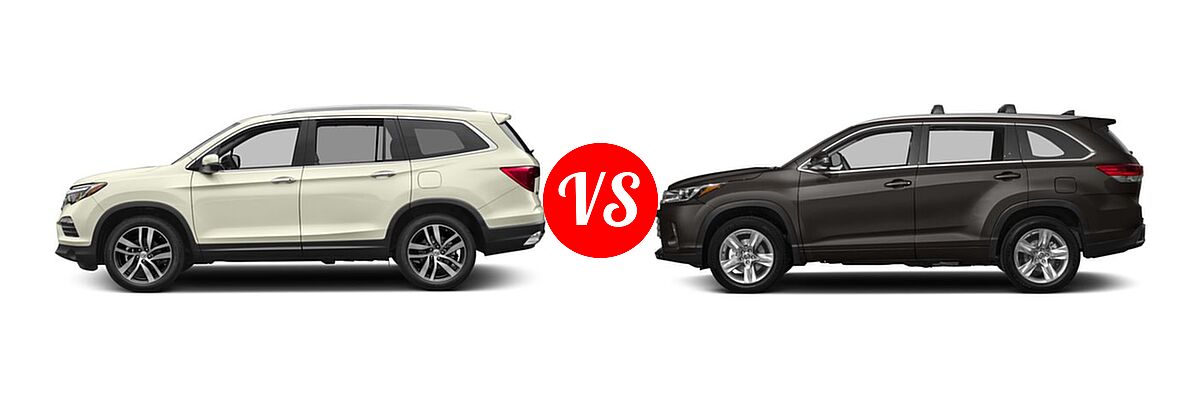 2017 Honda Pilot SUV Touring vs. 2017 Toyota Highlander SUV Limited / Limited Platinum - Side Comparison