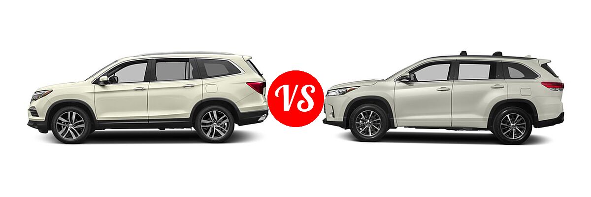 2017 Honda Pilot SUV Touring vs. 2017 Toyota Highlander SUV XLE - Side Comparison