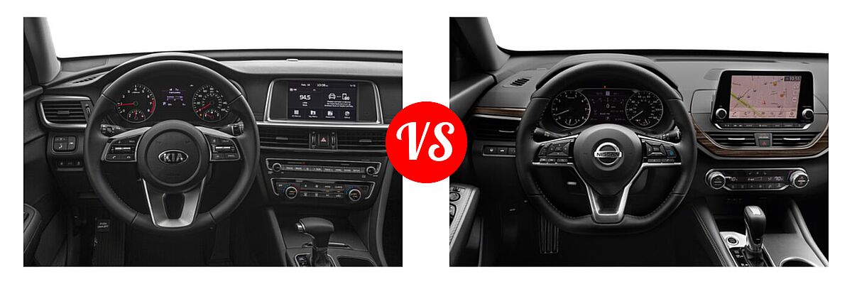 2020 Kia Optima Sedan S vs. 2020 Nissan Altima Sedan 2.0 Platinum / 2.5 Platinum / 2.5 SL / 2.5 SV - Dashboard Comparison