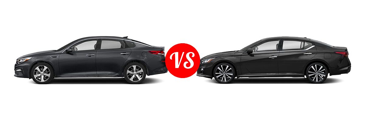 2020 Kia Optima Sedan S vs. 2020 Nissan Altima Sedan 2.0 Platinum / 2.5 Platinum / 2.5 SL / 2.5 SV - Side Comparison