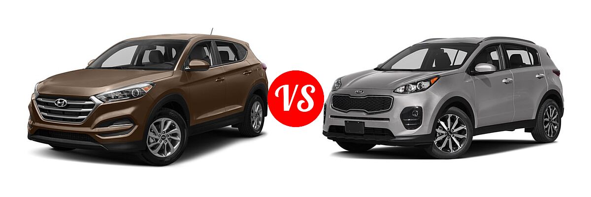 2017 Hyundai Tucson SUV Eco / Night / SE / SE Plus / Sport / Value vs. 2017 Kia Sportage SUV EX - Front Left Comparison