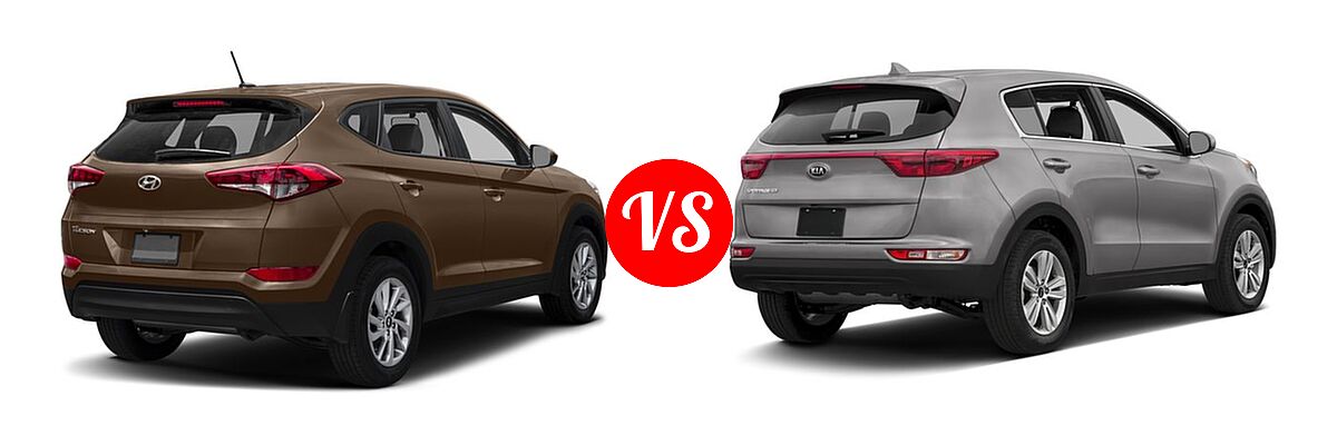2017 Hyundai Tucson SUV Eco / Night / SE / SE Plus / Sport / Value vs. 2017 Kia Sportage SUV LX - Rear Right Comparison