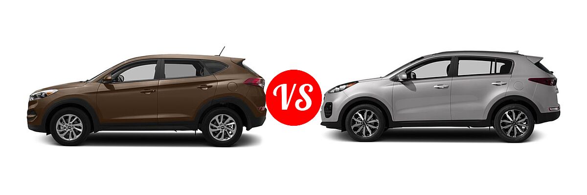 2017 Hyundai Tucson SUV Eco / Night / SE / SE Plus / Sport / Value vs. 2017 Kia Sportage SUV EX - Side Comparison