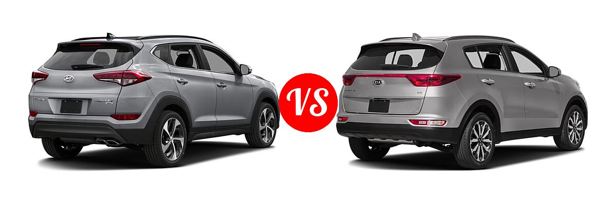2017 Hyundai Tucson SUV Limited vs. 2017 Kia Sportage SUV EX - Rear Right Comparison