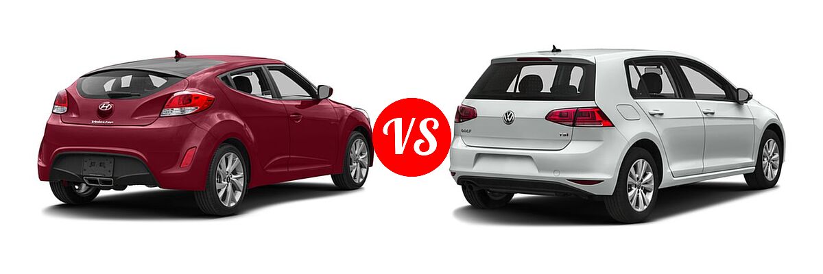 2017 Hyundai Veloster Hatchback Value Edition vs. 2017 Volkswagen Golf Hatchback S / SE / SEL / Wolfsburg Edition - Rear Right Comparison