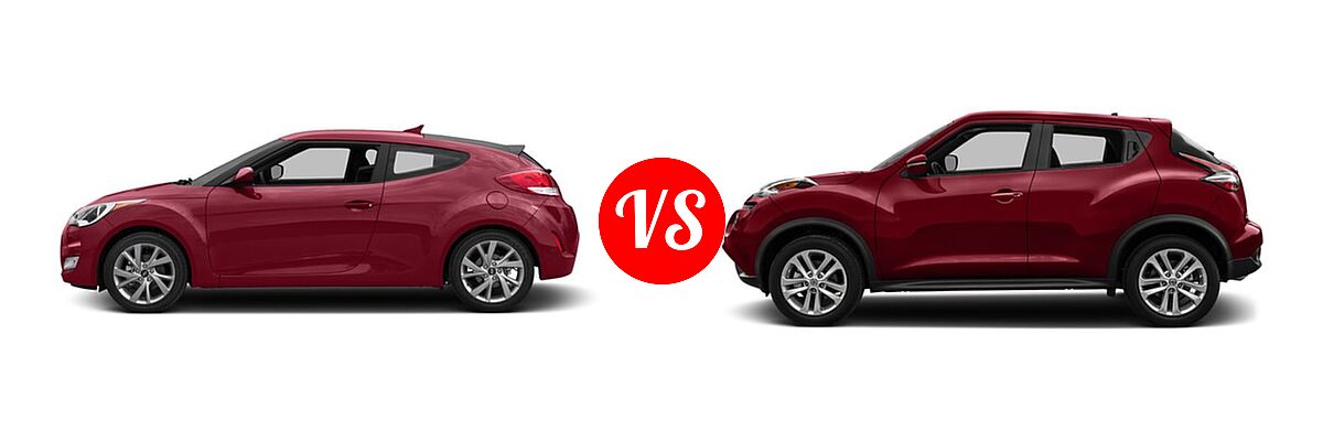 2017 Hyundai Veloster Hatchback Value Edition vs. 2017 Nissan Juke Hatchback S / SV - Side Comparison