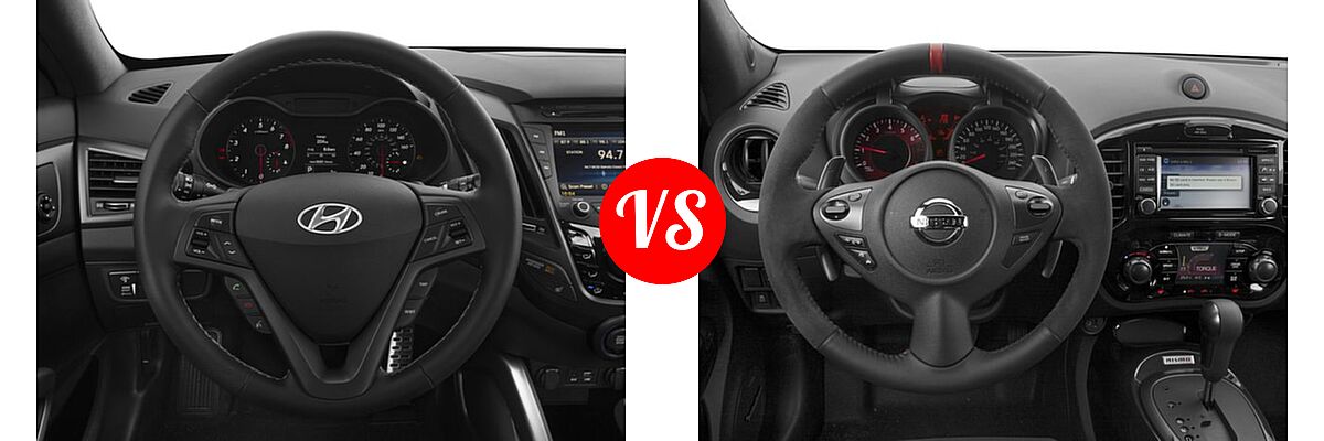 2017 Hyundai Veloster Hatchback Turbo / Turbo R-Spec vs. 2017 Nissan Juke Hatchback NISMO - Dashboard Comparison