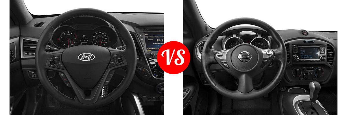 2017 Hyundai Veloster Hatchback Turbo / Turbo R-Spec vs. 2017 Nissan Juke Hatchback S / SV - Dashboard Comparison