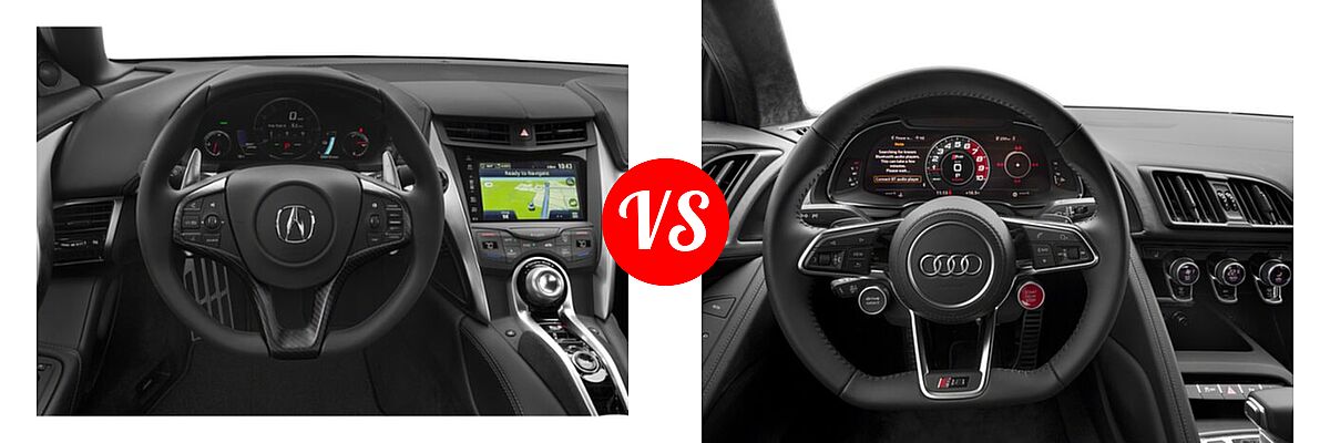 2020 Acura NSX Coupe Hybrid Coupe vs. 2018 Audi R8 Coupe V10 / V10 plus - Dashboard Comparison
