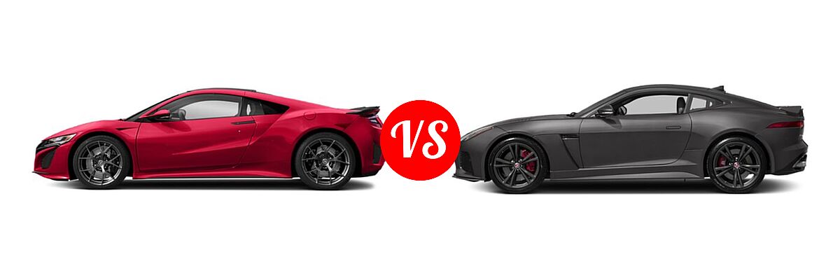 2020 Acura NSX Coupe Hybrid Coupe vs. 2018 Jaguar F-TYPE SVR Coupe SVR - Side Comparison