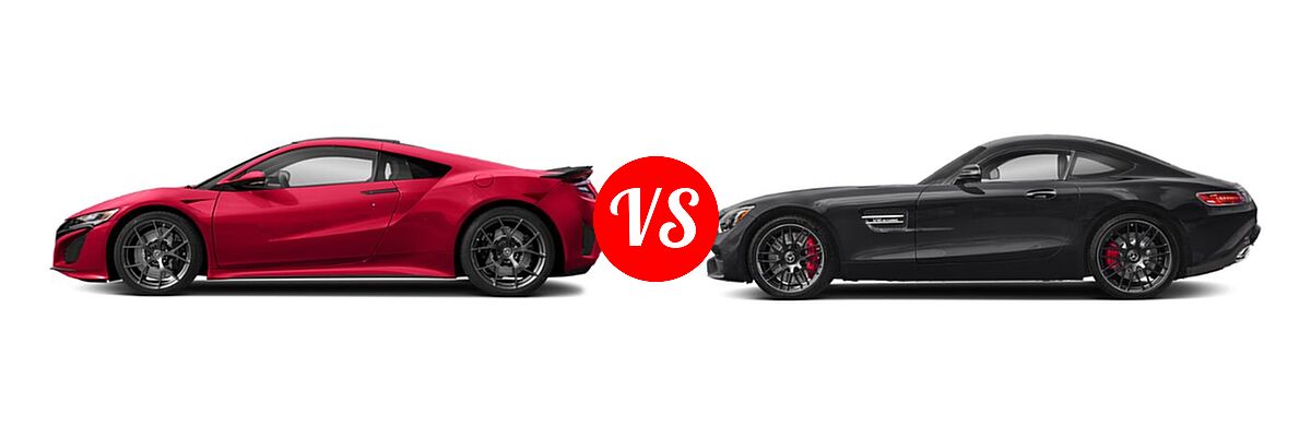 2020 Acura NSX Coupe Hybrid Coupe vs. 2018 Mercedes-Benz AMG GT Coupe AMG GT / AMG GT C / AMG GT R / AMG GT S - Side Comparison
