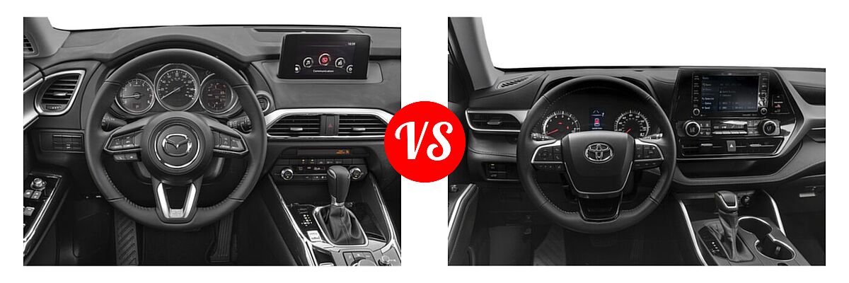 2020 Mazda CX-9 SUV Sport vs. 2020 Toyota Highlander SUV L / LE - Dashboard Comparison