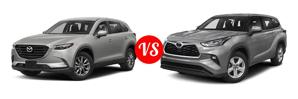 2020 Mazda CX-9 SUV Sport vs. 2020 Toyota Highlander SUV L / LE - Front Left Comparison