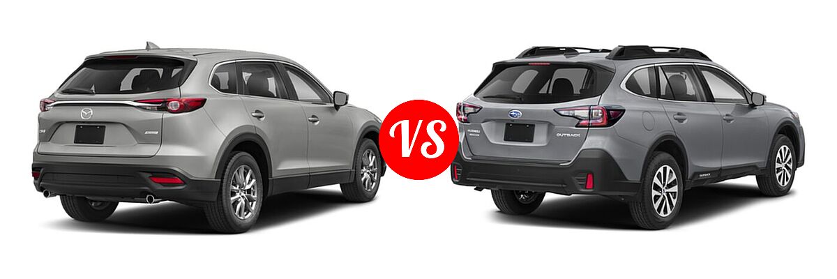 2020 Mazda CX-9 SUV Sport vs. 2020 Subaru Outback SUV CVT / Limited / Limited XT / Onyx Edition XT / Premium / Touring / Touring XT - Rear Right Comparison