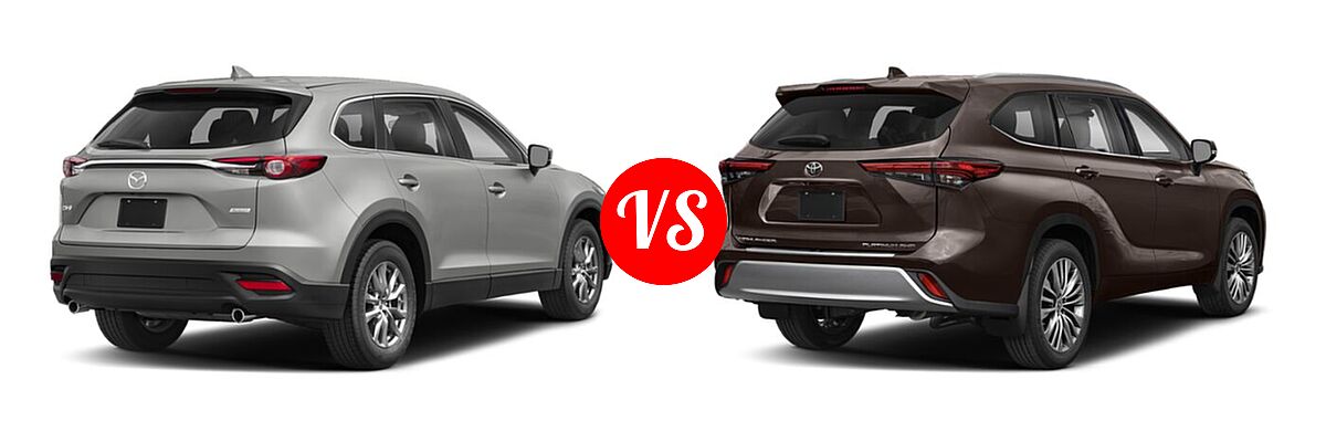 2020 Mazda CX-9 SUV Sport vs. 2020 Toyota Highlander SUV Platinum - Rear Right Comparison