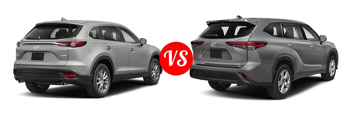 2020 Mazda CX-9 SUV Sport vs. 2020 Toyota Highlander SUV L / LE - Rear Right Comparison