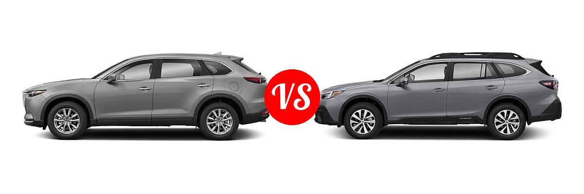 2020 Mazda CX-9 SUV Sport vs. 2020 Subaru Outback SUV CVT / Limited / Limited XT / Onyx Edition XT / Premium / Touring / Touring XT - Side Comparison