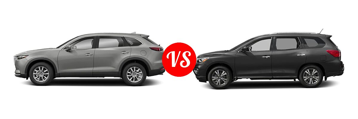 2020 Mazda CX-9 SUV Sport vs. 2020 Nissan Pathfinder SUV SL / SV - Side Comparison