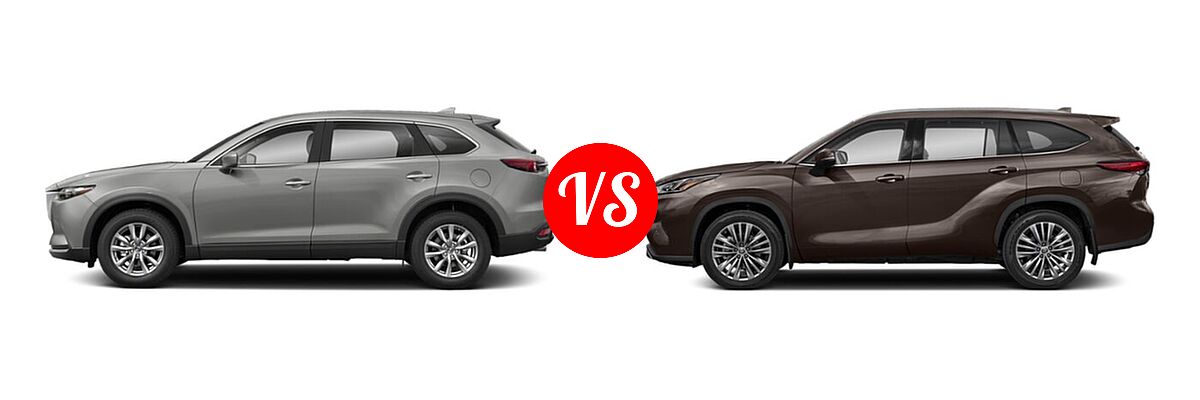 2020 Mazda CX-9 SUV Sport vs. 2020 Toyota Highlander SUV Platinum - Side Comparison