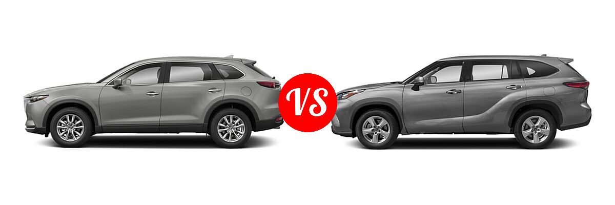 2020 Mazda CX-9 SUV Sport vs. 2020 Toyota Highlander SUV L / LE - Side Comparison
