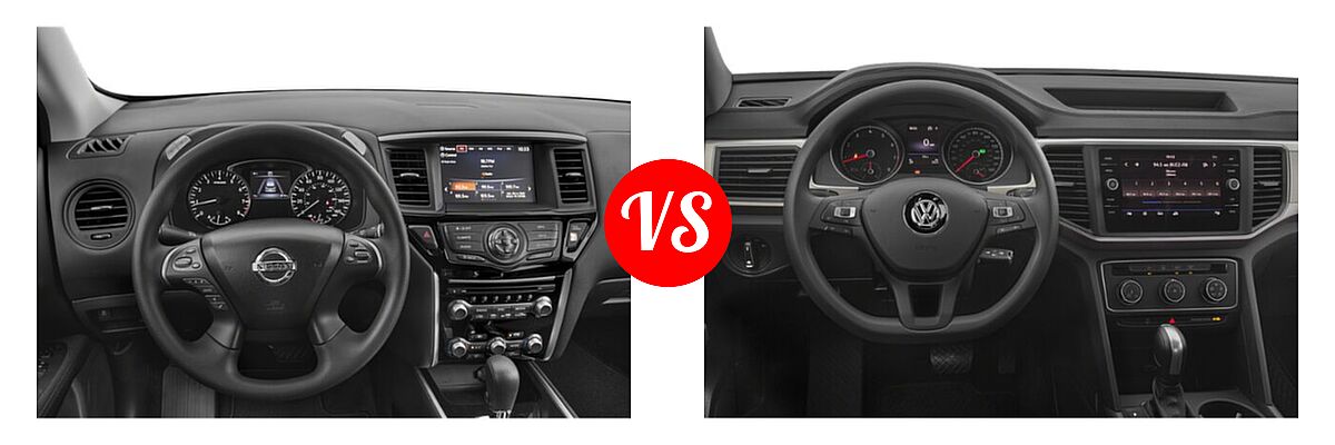 2020 Nissan Pathfinder SUV S vs. 2020 Volkswagen Atlas SUV 2.0T S / 2.0T SE / 2.0T SE w/Technology / 2.0T SEL / 3.6L V6 S / 3.6L V6 SE / 3.6L V6 SE w/Technology / 3.6L V6 SEL / 3.6L V6 SEL Premium - Dashboard Comparison
