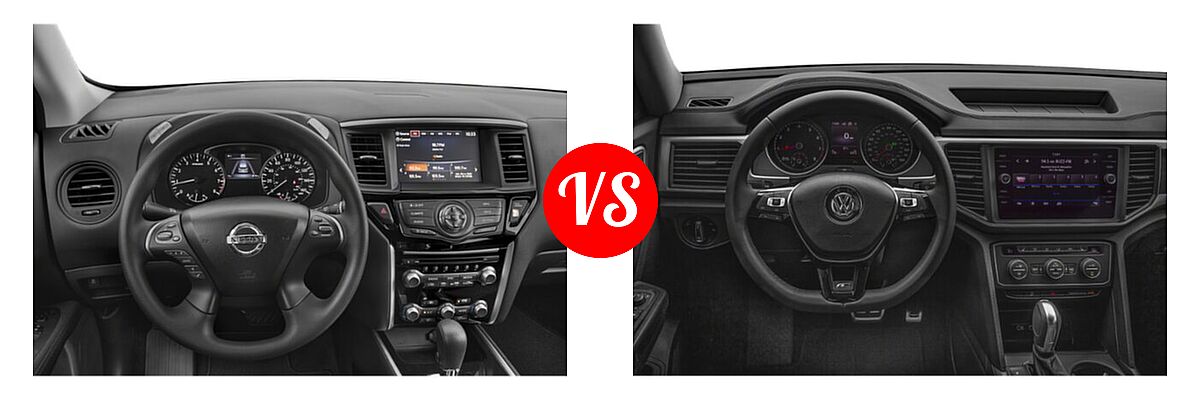 2020 Nissan Pathfinder SUV S vs. 2020 Volkswagen Atlas SUV 3.6L V6 SE w/Technology R-Line / 3.6L V6 SEL R-Line - Dashboard Comparison