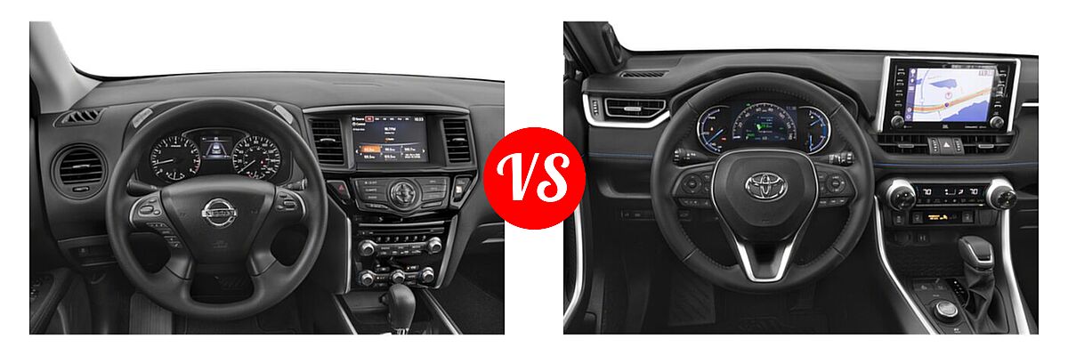 2020 Nissan Pathfinder SUV S vs. 2020 Toyota RAV4 Hybrid SUV Hybrid XSE - Dashboard Comparison