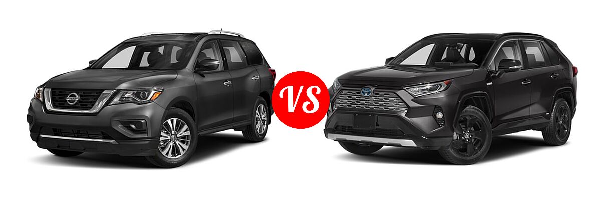2020 Nissan Pathfinder SUV S vs. 2020 Toyota RAV4 Hybrid SUV Hybrid XSE - Front Left Comparison